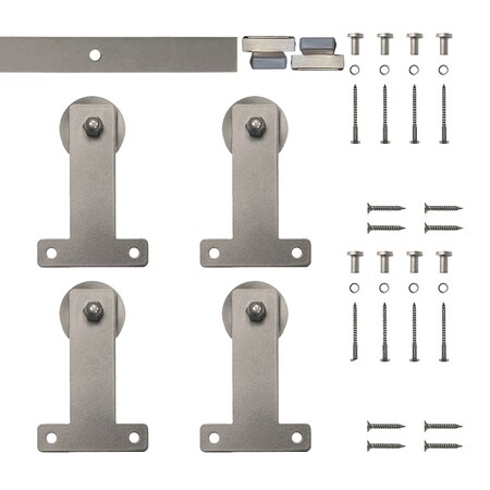 Quiet Glide Soft Close 60" Satin Nickel Front Mini Double Barn Door Hardware NT.1310.04.SN-60-2-SC